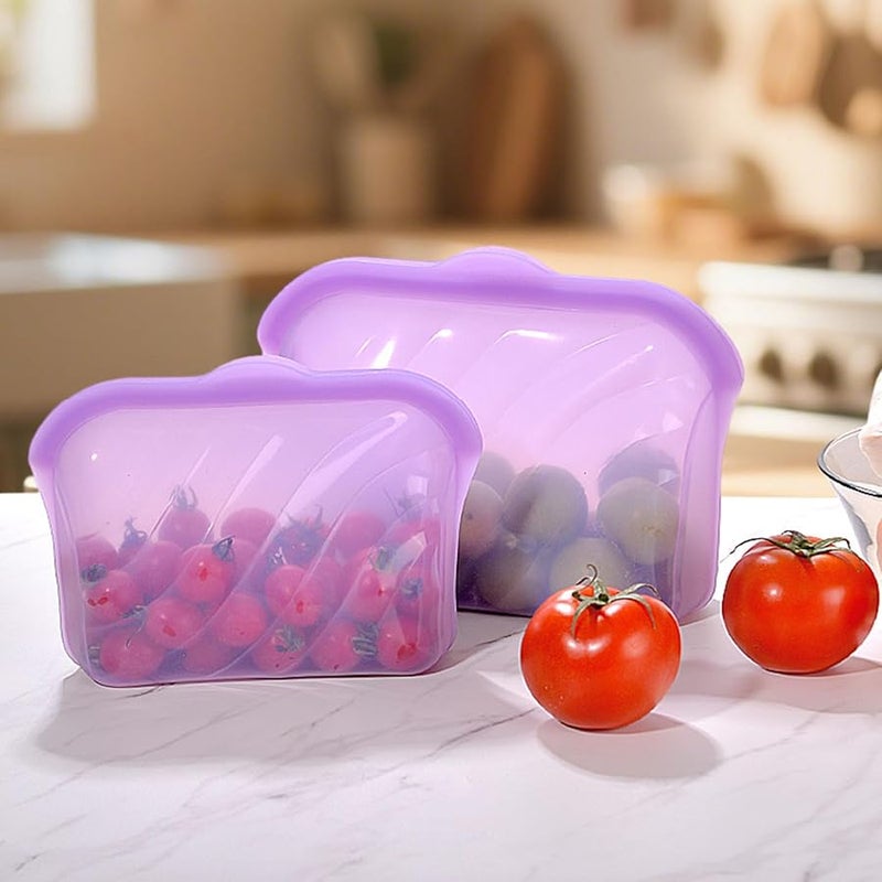Blue Medium Silicone Food Container Microwave Freezer Safe Leak Proof For Snacks Lunch Kitchen - Image 2